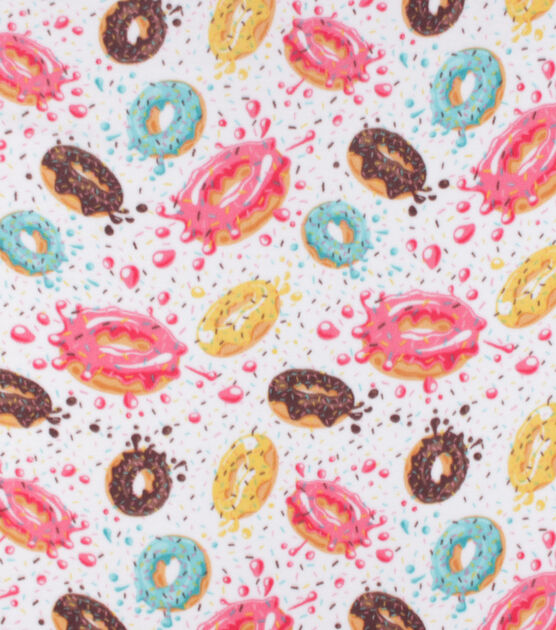 Multicolor Donuts Anti Pill Fleece Fabric