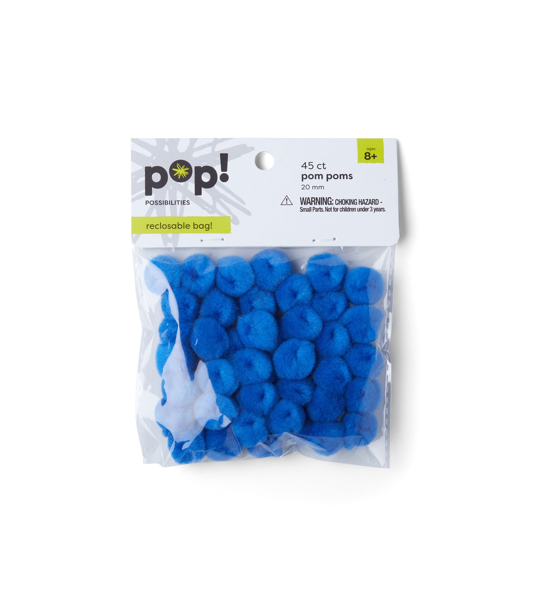 Pop! 20mm Multicolor Pom Poms 45PK - Blue - Kids Craft Basics - Kids