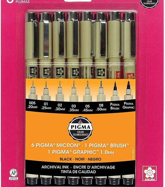 Pigma Micron Pens Assorted 8 Pkg Black