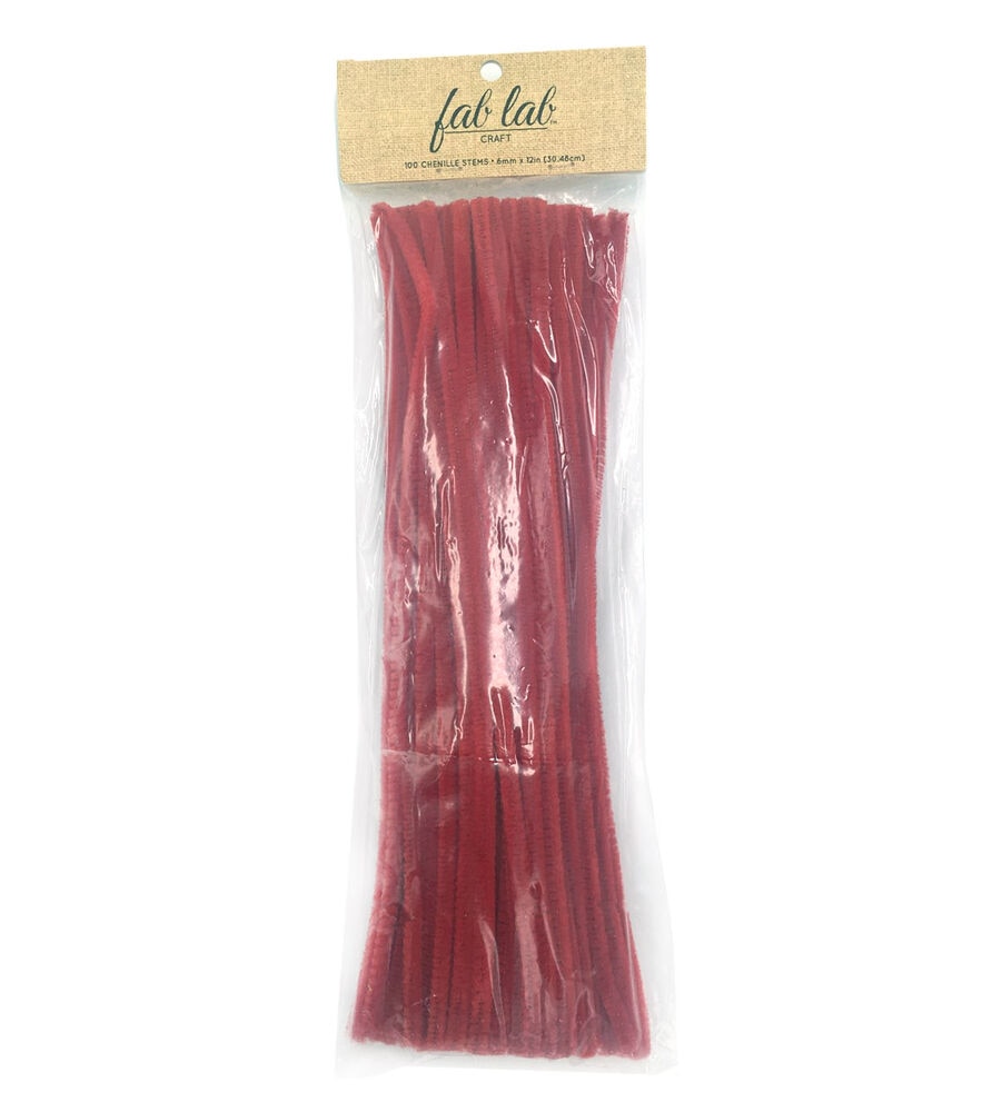 Darice 12'' 6mm Pipe Cleaners 100PK, Red, swatch