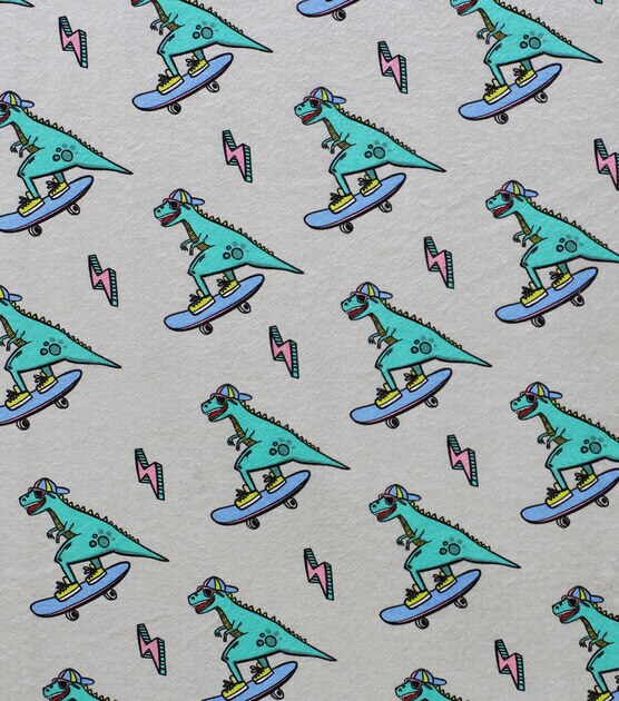 Dino Skater Super Snuggle Flannel Fabric