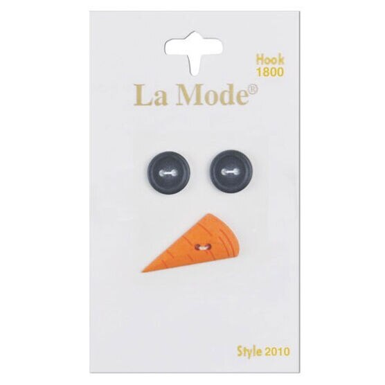 La Mode 3ct Snowman Eyes & Nose 2 Hole Buttons