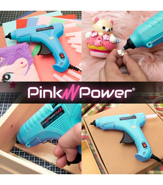 Pink Power Aqua Splash Cordless Mini Hot Glue Gun & Glue Sticks 20ct
