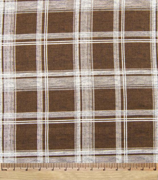 Brown & White Plaid Textured Quilt Cotton Fabric by Keepsake Calico, , hi-res, image 2