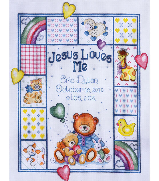 Tobin 11" x 14" Jesus Loves Me Sampler Counted Cross Stitch Kit