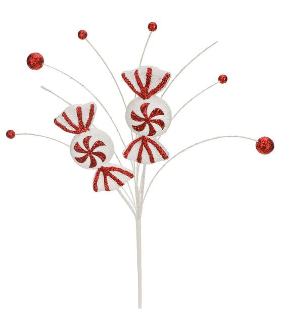 12 Christmas Glitter Peppermint Candy Pick by Bloom Room