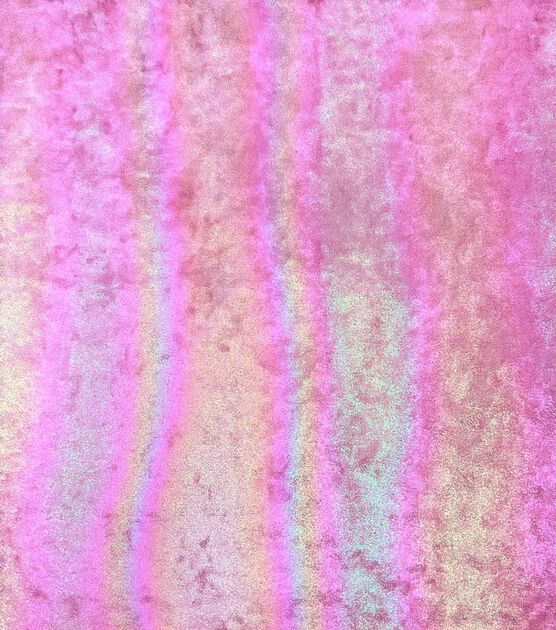 Pink Crushed Velvet With Rainbow Foil Apparel Fabric, , hi-res, image 2
