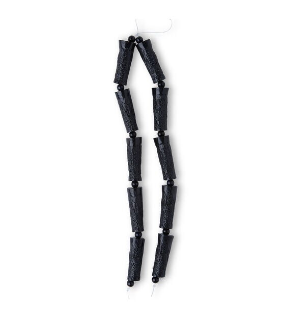 14" Black Plastic Tube Strung Beads by hildie & jo, , hi-res, image 2