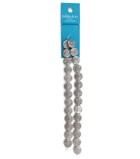 12" Silver Flat Round Metal Strung Beads by hildie & jo
