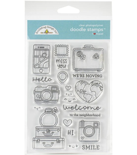 Doodlebug I Heart Travel 21 pk Clear Doodle Stamps