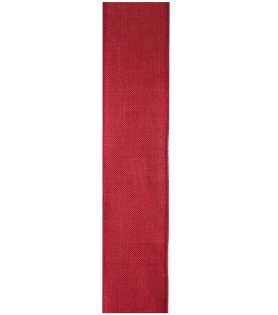 Decorative Ribbon 1.5" Solid Linen Ribbon Red, , hi-res, image 2