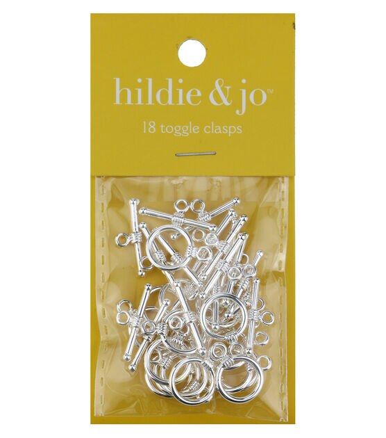 18pk Shiny Silver Medium Metal Wrap Toggle Clasps by hildie & jo