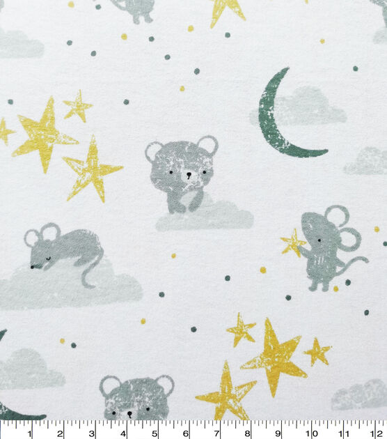 Baby Bear & Mouse Allover Nursery Flannel Fabric, , hi-res, image 3