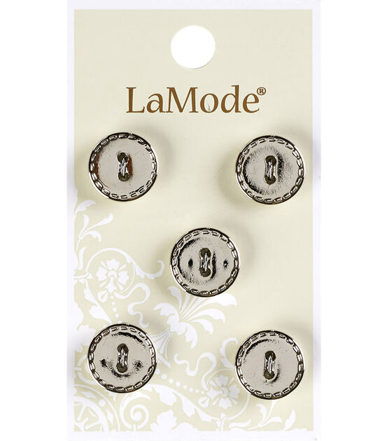 La Mode 1/2" Antique Silver Round 2 Hole Buttons 5pk