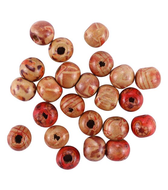 9mm Red & Natural Large Hole Wood Barrel Beads 60pc by hildie & jo, , hi-res, image 2