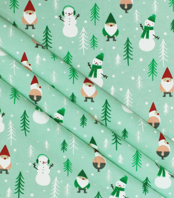Gnomes & Snowmen on Blue Super Snuggle Christmas Flannel Fabric, , hi-res, image 2