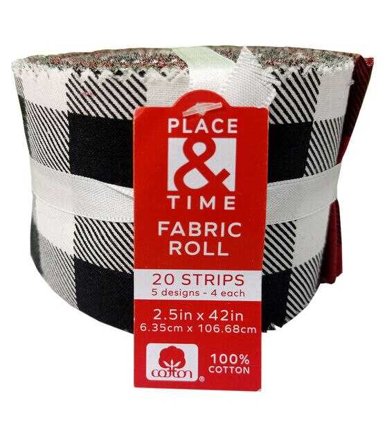 2.5" x 42" Plaid Christmas Cotton Fabric Roll 20ct by Place & Time