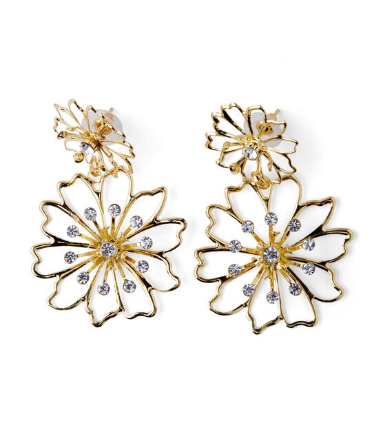 2ct Gold Metal Flower Outline Earrings by hildie & jo, , hi-res, image 2
