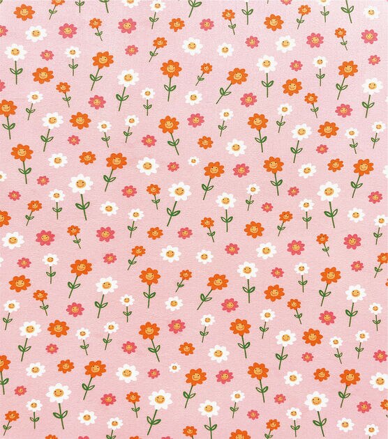 POP! Pink Floral Microfiber Double Brush Fabric