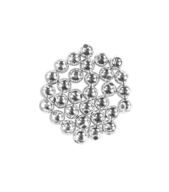 6mm Silver Round Metal Beads 60pk by hildie & jo