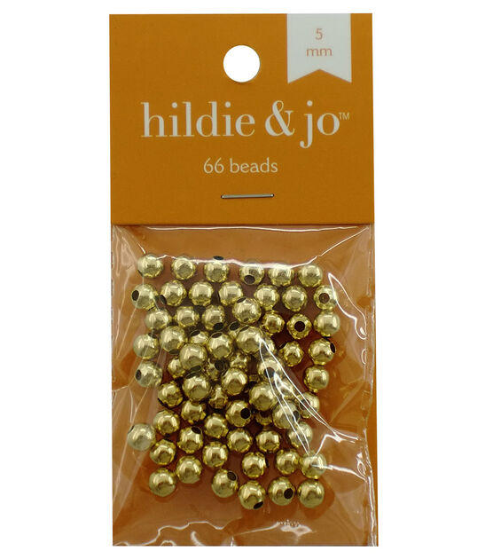 5mm Gold Round Metal Beads 66pc by hildie & jo