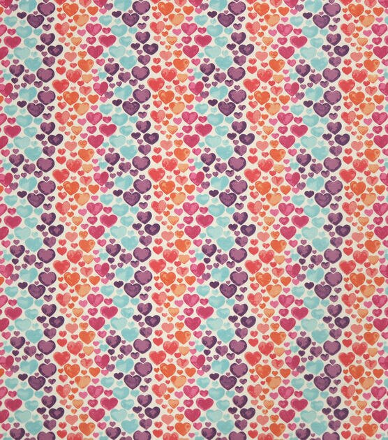 Watercolor Hearts Pink Purple Super Snuggle Flannel Fabric