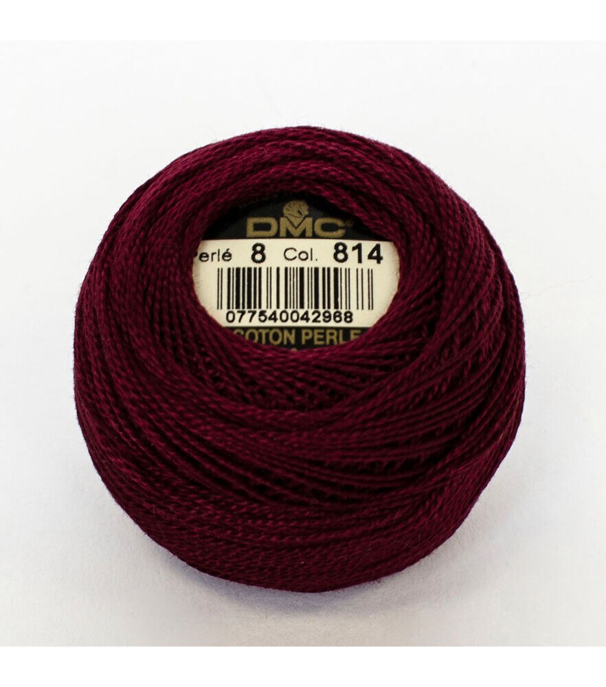 DMC 131yd Pearl Size 12 Cotton Balls Thread, Dark Garnet, swatch, image 6