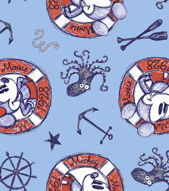 Disney Mickey & Minnie Mouse Fabric  Nautical Sailing Since 1928