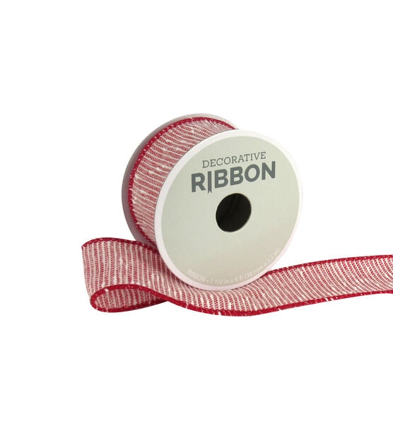 Save the Date Textured Decorative Ribbon 1.5''x9' Red & White