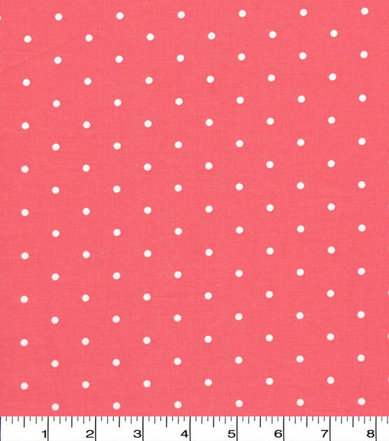 Sugar Aspirin Dots on Coral Quilt Cotton Fabric by Quilter's Showcase, , hi-res, image 2