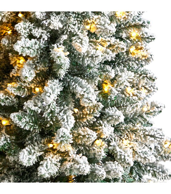 Nearly Natural 5' White Pre Lit Flocked Slim Montreal Fir Christmas Tree, , hi-res, image 3