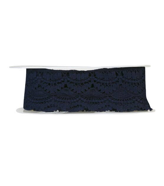 Simplicity Knit Lace Trim 3.4'' Navy, , hi-res, image 3