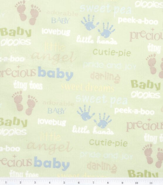 Oh Baby Words Nursery Flannel Fabric
