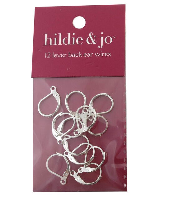 16mm Shiny Silver Metal Lever Back Plain Ear Wires 12pk by hildie & jo
