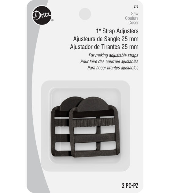 Dritz 1" Strap Adjusters, Black, 2 pc