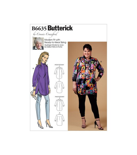 Butterick B6635 Size 2XL to 6X Misses & Women's Shirt Sewing Pattern