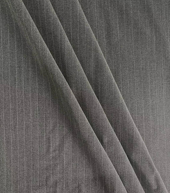 Suite Grey White Pinstripe Suiting Classic Sportswear Fabric, , hi-res, image 2
