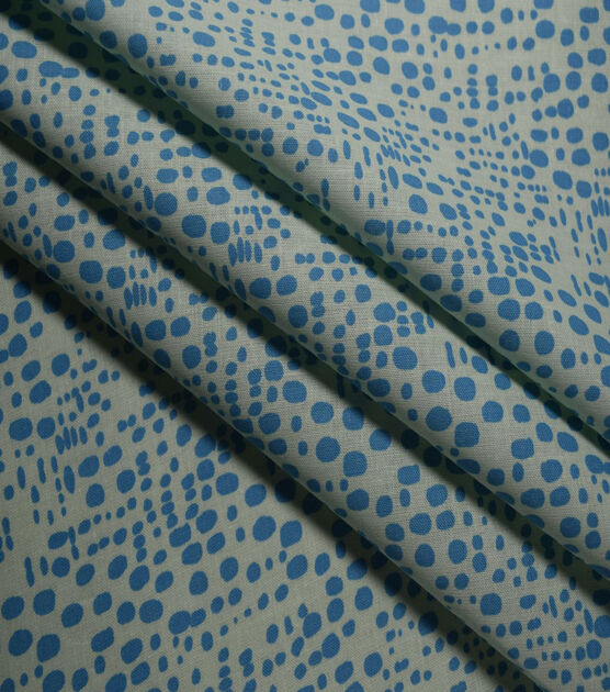 Blue Funky Dots on Brook Green Quilt Cotton Fabric by Quilter's Showcase, , hi-res, image 3