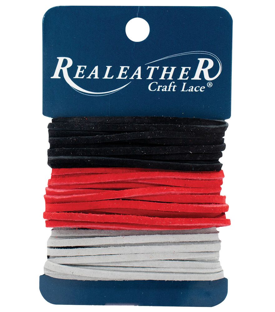Realeather Soft Suede Lace Value Pack, Black Red Grey, swatch
