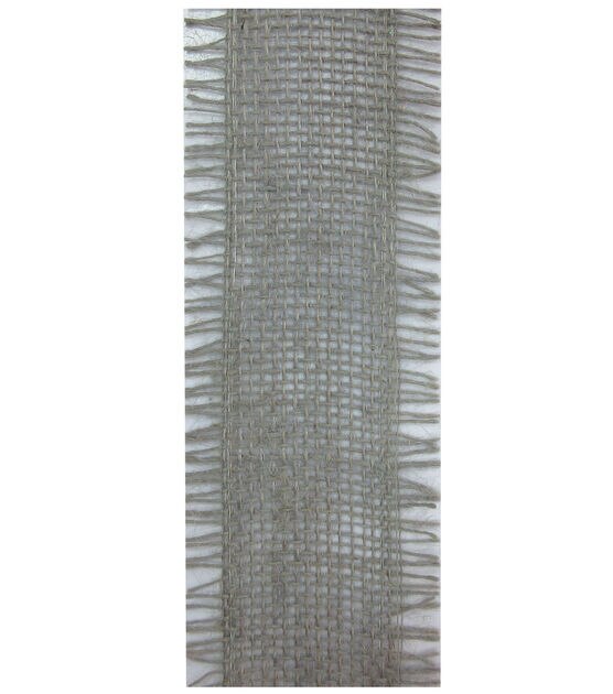 Decorative Ribbon 2.5'x12' Brush Burlap Gray, , hi-res, image 2