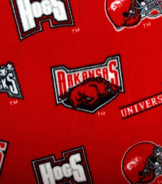 University of Arkansas Razorbacks Fleece Fabric Allover Red