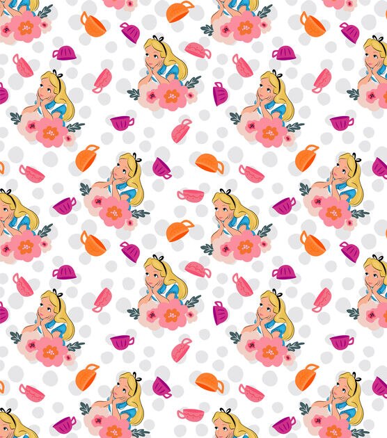 Alice In Wonderland Teacups Fleece Fabric, , hi-res, image 2
