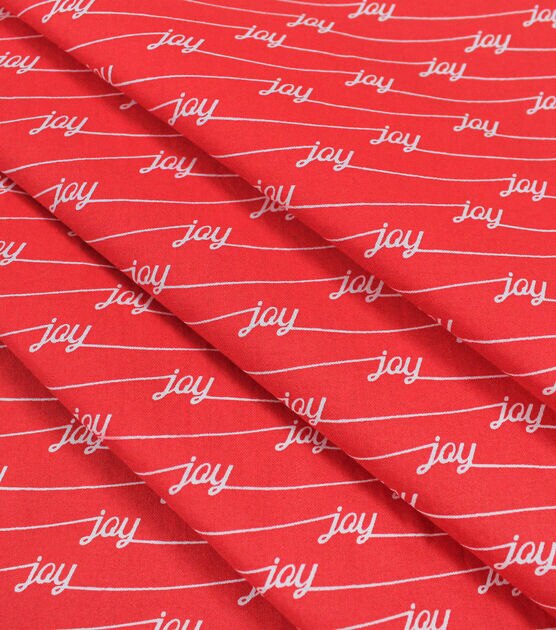 White Joy on Red Christmas Cotton Fabric, , hi-res, image 2