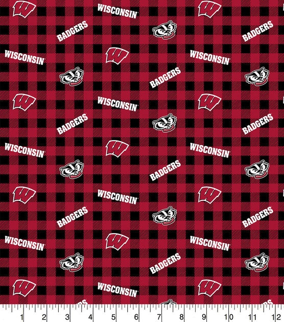 Wisconsin Badgers Flannel Fabric Checks