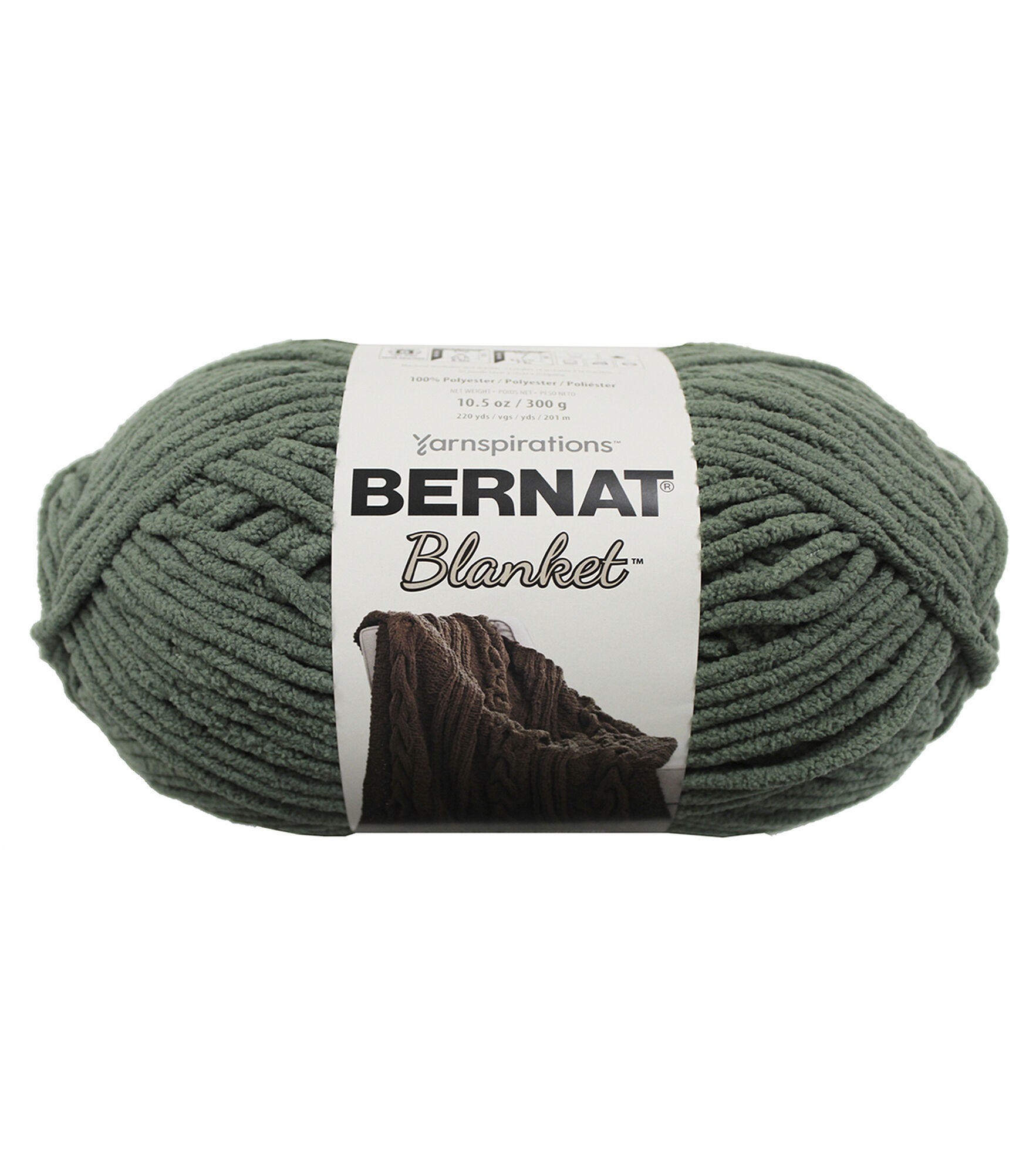 Bernat Big Ball Blanket 220yds Super Bulky Polyester Yarn, Smokey Green, hi-res