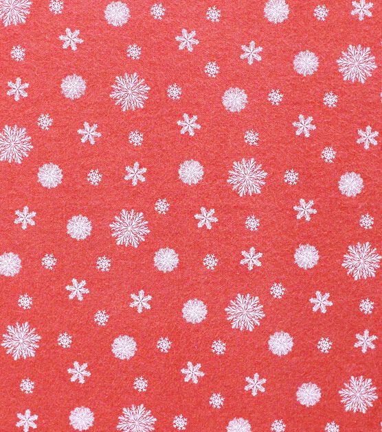 White Snowflakes on Red Super Snuggle Christmas Flannel Fabric