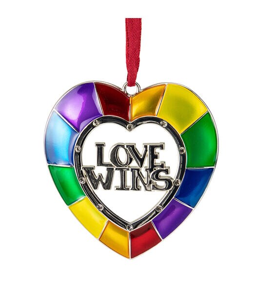 Northlight 3" Faceted Love Wins Pride Heart Christmas Ornament