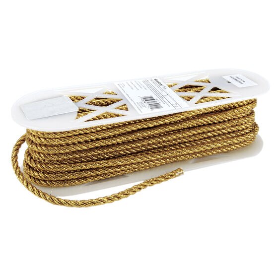 Twisted Cord Rope 2 Ply, 3mm, 25-yard, Gold Trim, Gold 