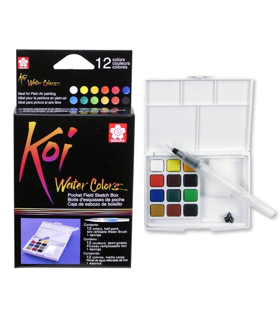 Sakura Koi Water Colors Pocket Field Sketch Box with Brush 12 Colors, , hi-res, image 3