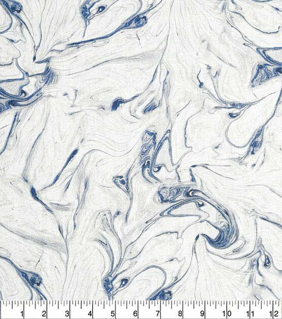 Light Blue & White Oil Slick 108" Wide Premium Cotton Fabric, , hi-res, image 2